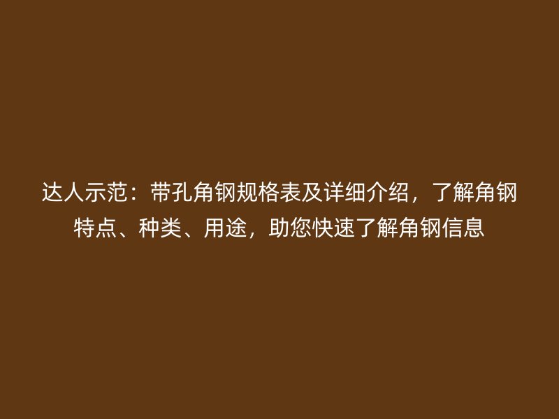 達(dá)人示范：帶孔角鋼規(guī)格表及詳細(xì)介紹，了解角鋼特點(diǎn)、種類、用途，助您快速了解角鋼信息