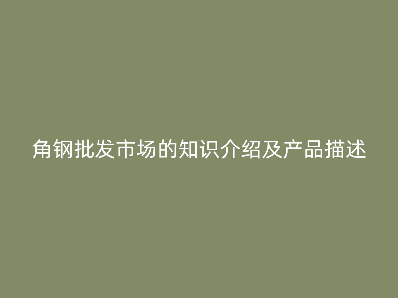角鋼批發(fā)市場(chǎng)的知識(shí)介紹及產(chǎn)品描述