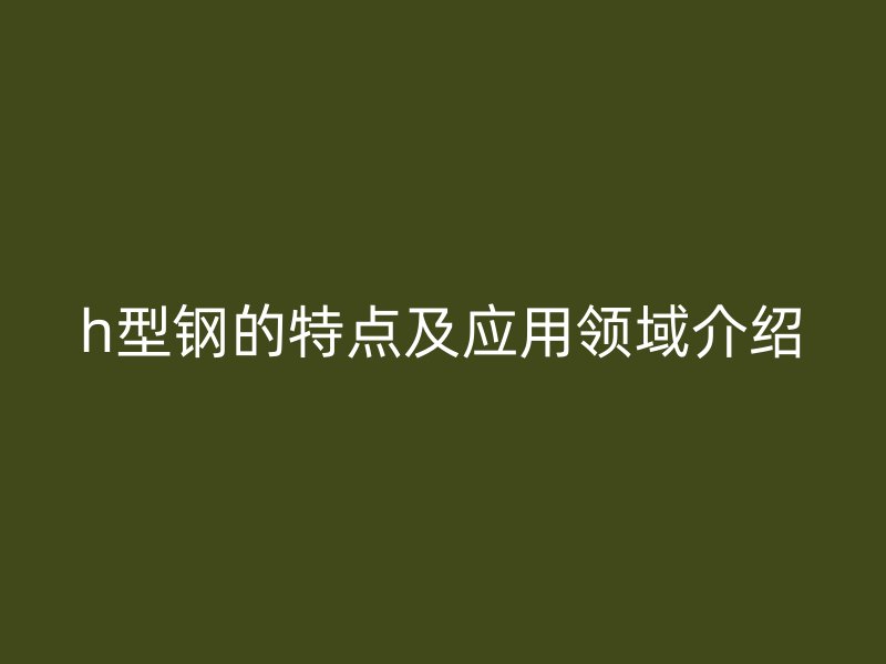 h型鋼的特點及應用領域介紹