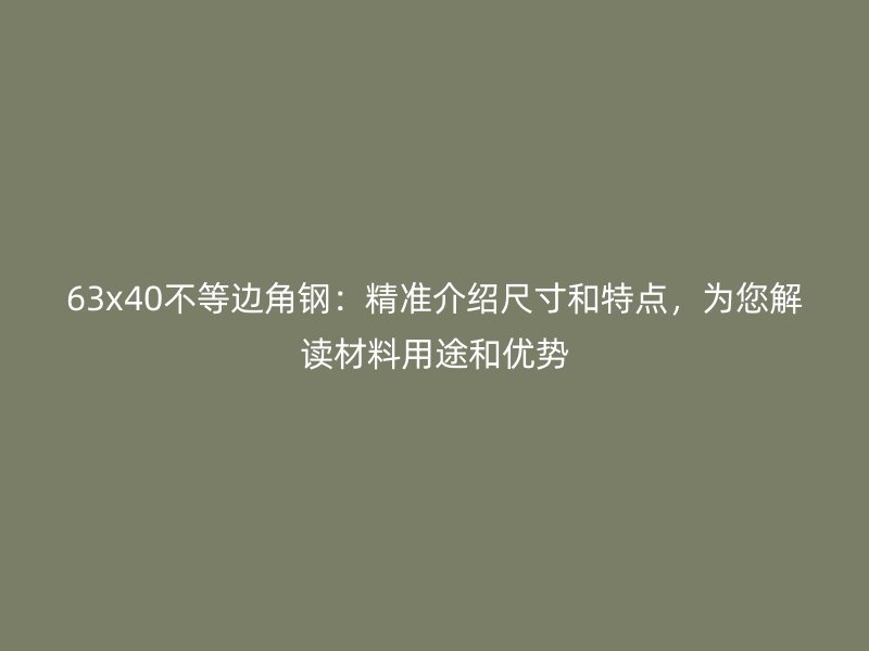 63x40不等邊角鋼：精準(zhǔn)介紹尺寸和特點，為您解讀材料用途和優(yōu)勢