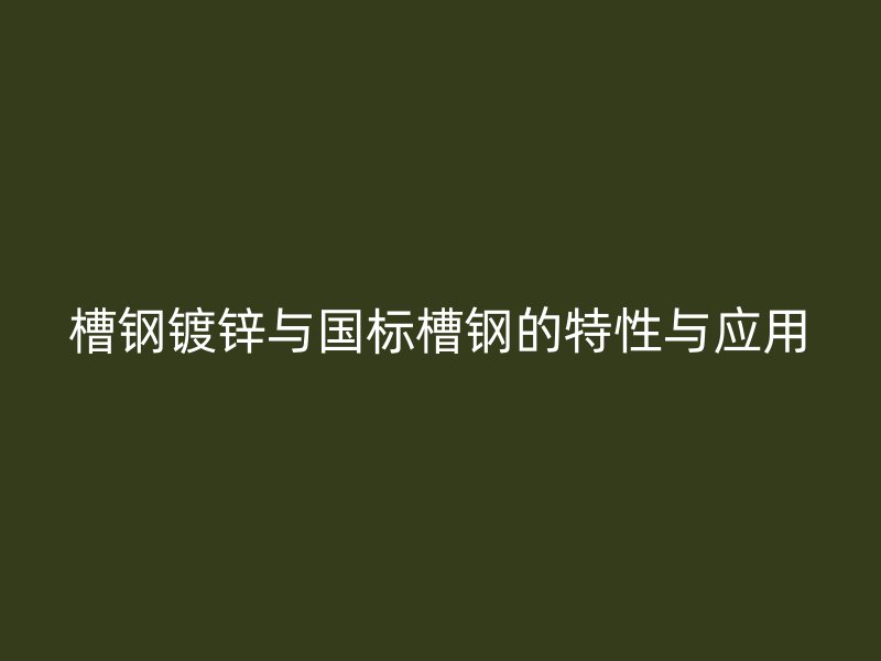 槽鋼鍍鋅與國標槽鋼的特性與應用