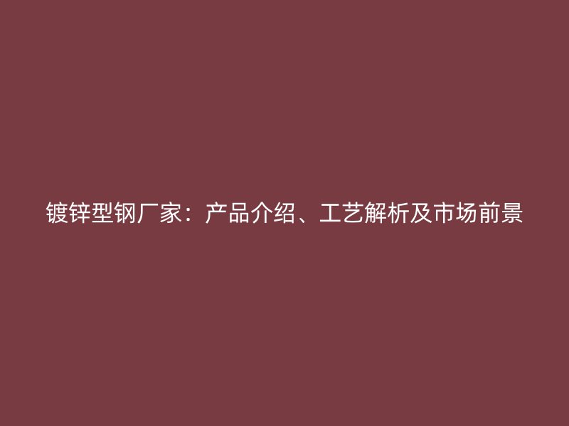 鍍鋅型鋼廠家：產(chǎn)品介紹、工藝解析及市場前景