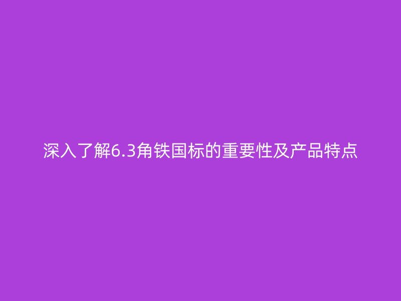 深入了解6.3角鐵國標的重要性及產(chǎn)品特點