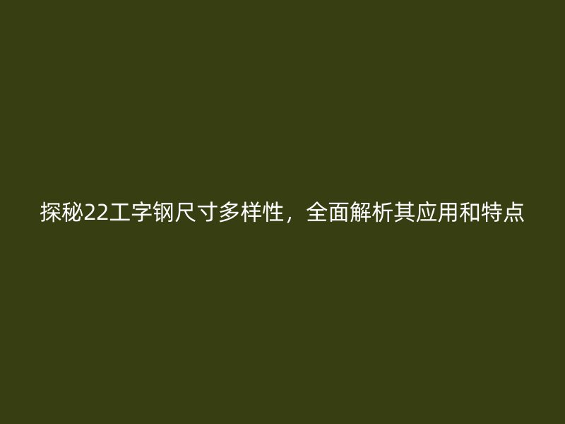 探秘22工字鋼尺寸多樣性，全面解析其應(yīng)用和特點(diǎn)