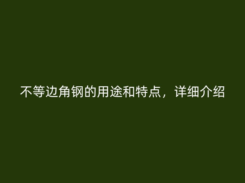 不等邊角鋼的用途和特點，詳細介紹