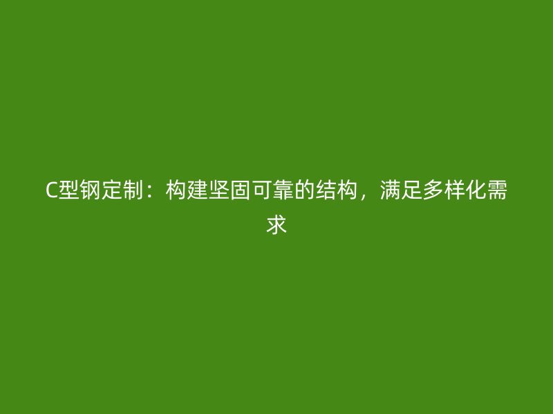 C型鋼定制：構(gòu)建堅固可靠的結(jié)構(gòu)，滿足多樣化需求